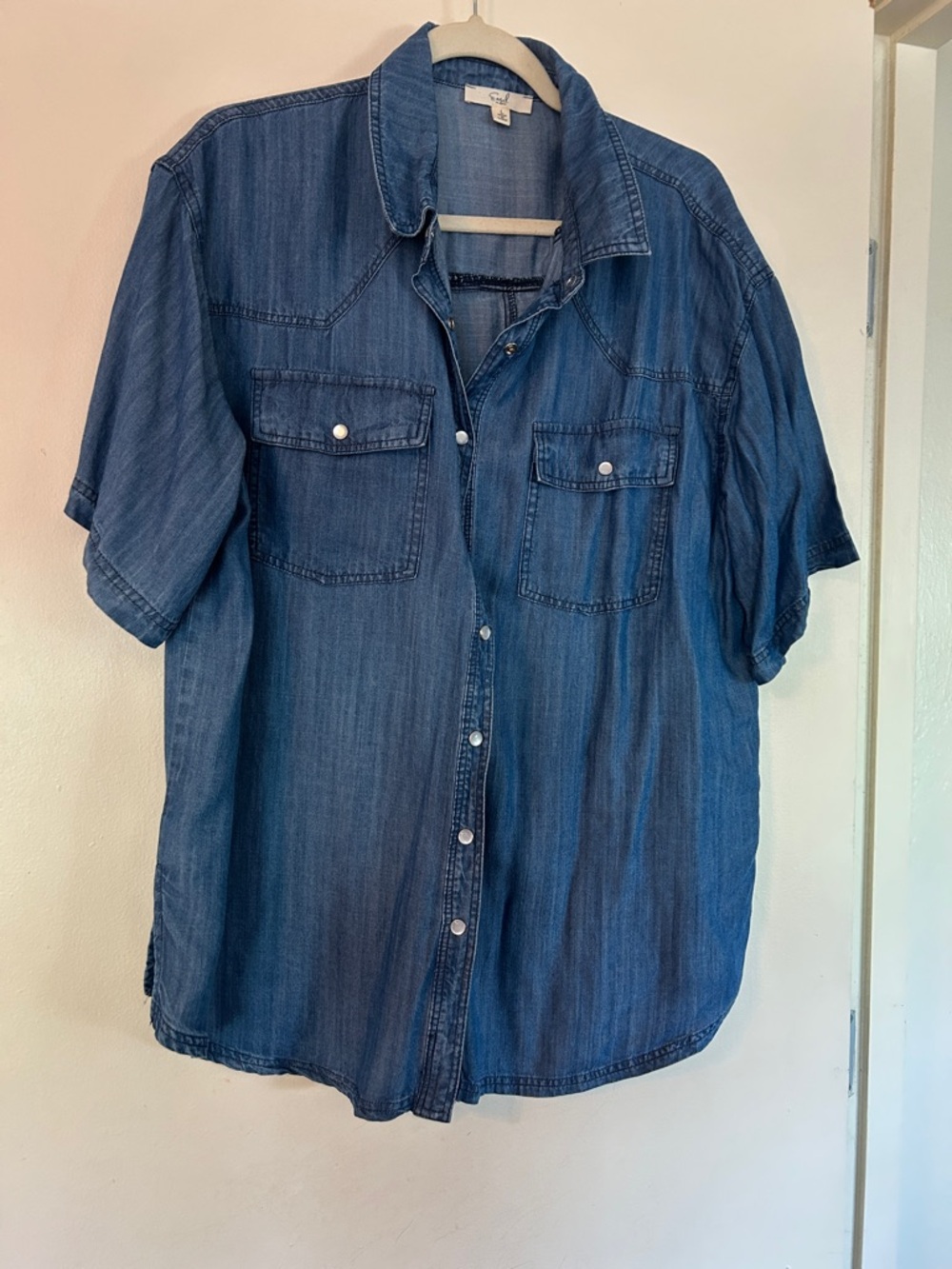 Men's Short-Sleeve Denim Shirt - Blue